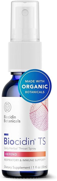 Biocidin Throat Spray - Daily Herbal Immune Support Spray with 17 Botanicals & Essential Oils - Throat & Upper Respiratory Support - Travel Immune Support for Adults (1 fl oz) - Product Image