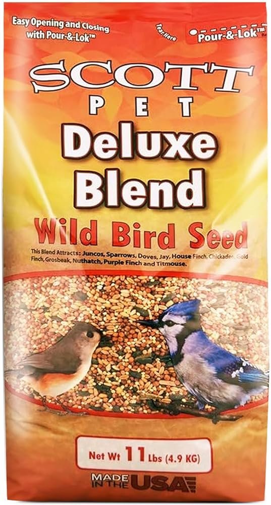 Scott Pet Wild Bird Seed, Deluxe Blend, 11 lbs Bag, No Dust, No Corn Mix, Feed, Great for All Feeder Types, Food for Outside Wild Birds - Product Image