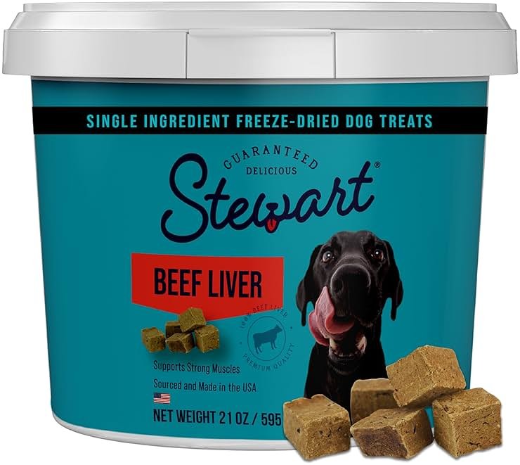 Stewart 100% Beef Liver Dog and Cat Treats | 21 oz Tub | ~475 Pieces | Freeze Dried Raw | 50% Protein | Single Ingredient | Grain Free Training Treats or Meal Topper - Product Image