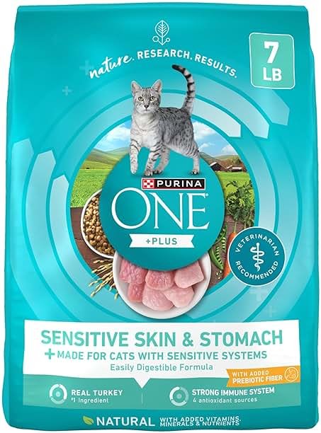 Purina ONE Sensitive Stomach, Sensitive Skin, Natural Dry Cat Food, +Plus Sensitive Skin and Stomach Formula - 7 lb. Bag - Product Image