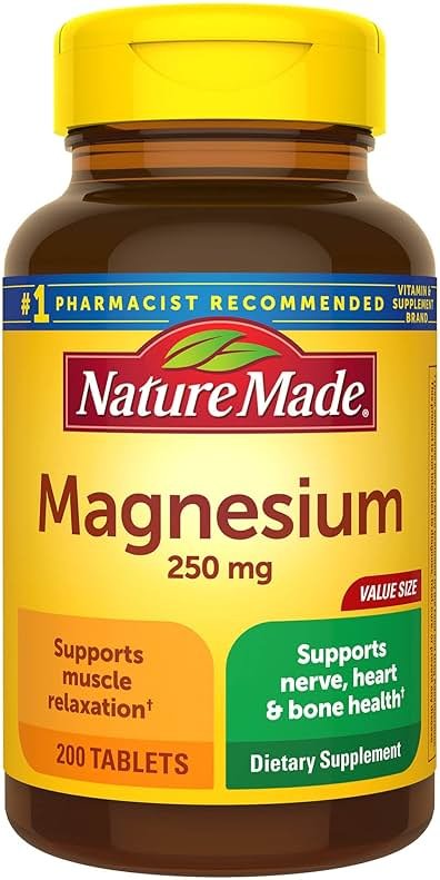 Nature Made Magnesium Oxide 250 mg, Magnesium Supplements for Men and Women, Support for Muscle, Heart, Bone and Nerve Health, 200 Tablets, 200 Day Supply - Product Image