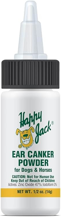 HAPPY JACK Ear Canker Powder (0.5 oz) Dog Ear Powder for Infections, Made in USA, Helps Allergies, Polyps, Overproduction of Wax - Product Image
