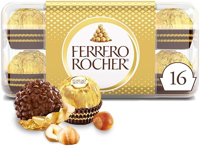 Ferrero Rocher Gourmet Hazelnut Milk Chocolate Gift Box, 16 Individually Wrapped Chocolates for Gifting, 7 oz - Product Image