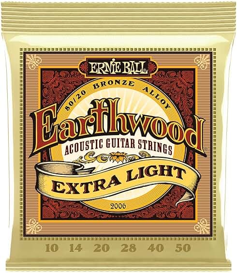 Ernie Ball Earthwood Extra Light 80/20 Bronze Acoustic Guitar Strings, 10-50 Gauge (P02006) - Product Image