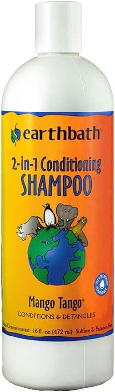 earthbath, Mango Tango 2-in-1 Conditioning Shampoo - Cruelty Free Dog Shampoo and Conditioner, Made in USA, Gentle Dog Conditioner, Best Puppy Shampoo & Puppy Supplies, Safe Dog Wash - 16 Oz (1 Pack) - Product Image