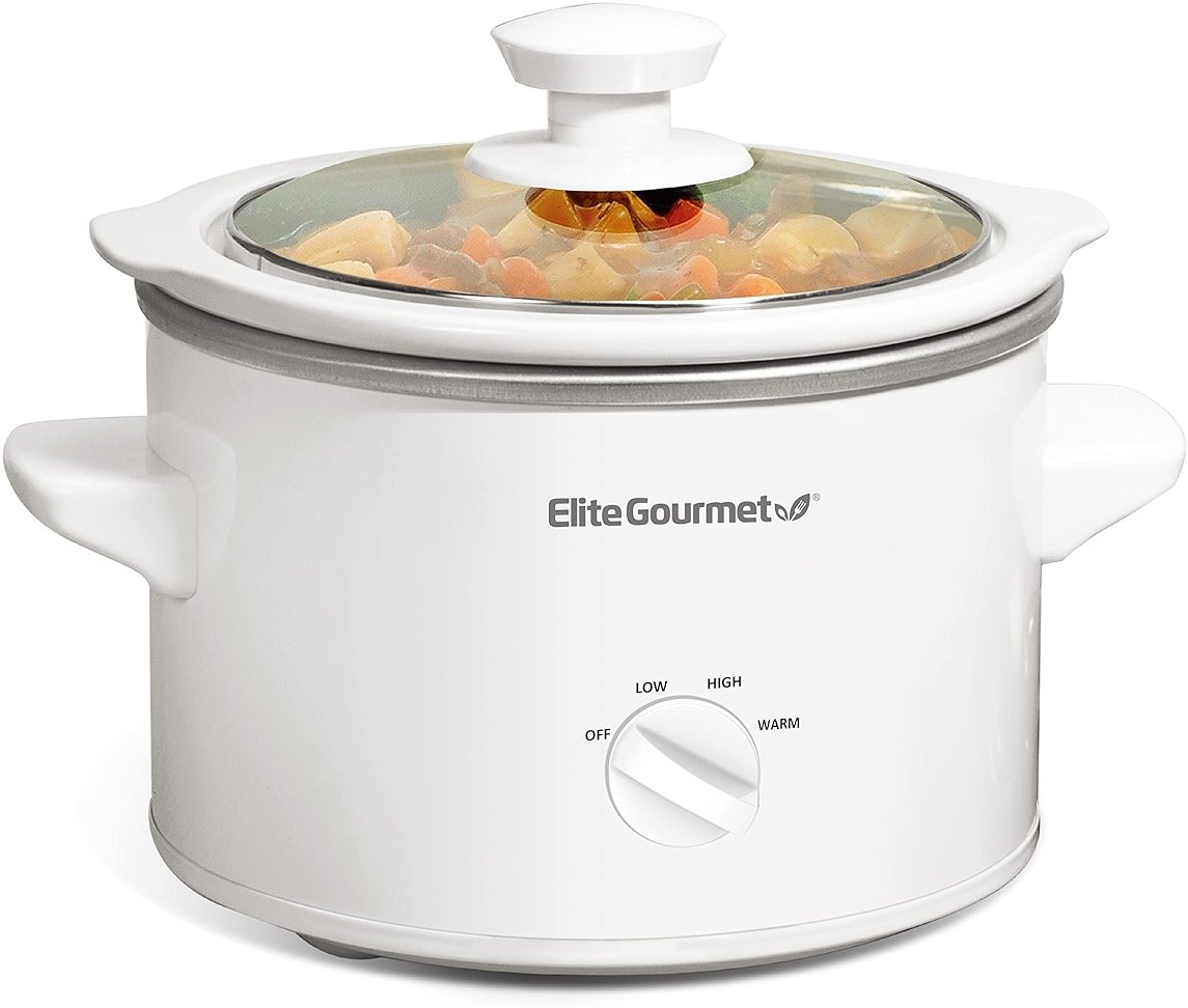 Elite Gourmet MST-250XW Electric Slow Cooker Ceramic Pot Adjustable Temp, Entrees, Sauces, Stews & Dips, Dishwasher Safe Glass Lid & Crock - Product Image
