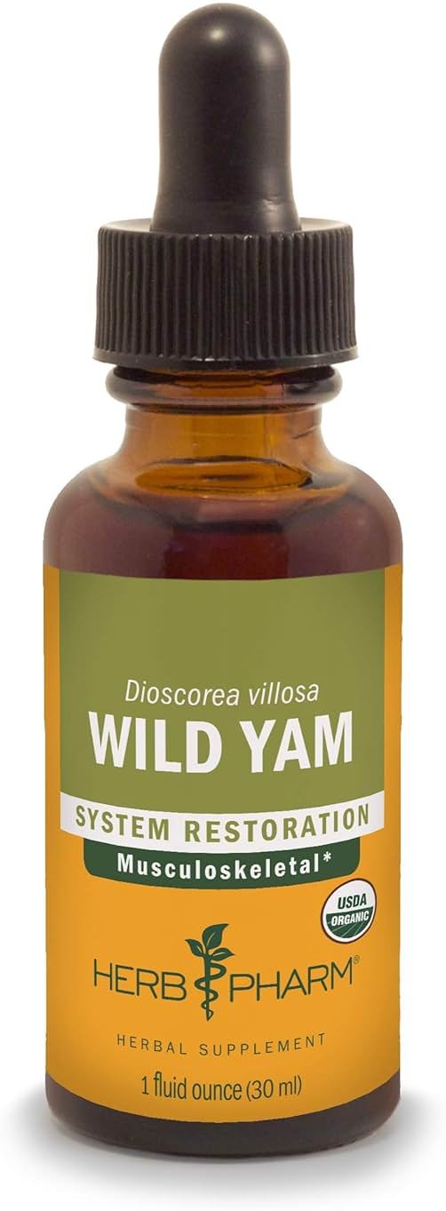 Herb Pharm Certified Organic Wild Yam Liquid Extract Drops for Musculoskeletal System Support, 1 Oz - Product Image