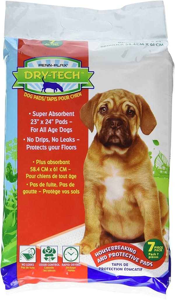 Penn-Plax Dry-Tech Dog and Puppy Training Pads – Super Absorbent 23” x 24” Regular Sized Pads – Great for All Ages and Breeds – 7 Count - Product Image