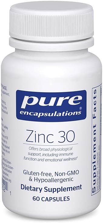 Pure Encapsulations Zinc 30 mg - Supplement for Immune System Support, Growth and Development, and Wound Healing* - with Zinc Picolinate 30 mg - 60 Capsules - Product Image