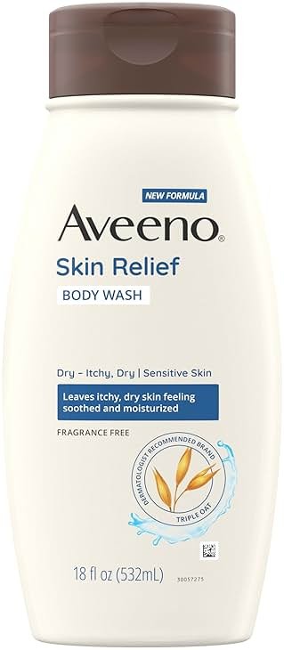 Aveeno Skin Relief Body Wash with Triple Oat Complex, Fragrance-Free, Gentle Daily Body Wash for Sensitive Skin Leaves Itchy, Dry Skin Feeling Soothed & Moisturized 18 Fl Oz - Product Image