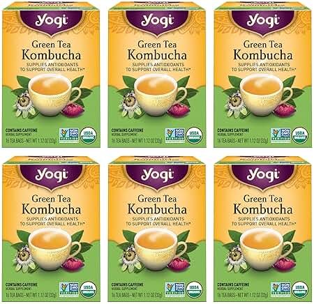 Yogi Tea - Green Tea Kombucha (6 Pack) - Supplies Antioxidants to Support Overall Health - Contains Caffeine - 96 Organic Green Tea Bags - Product Image