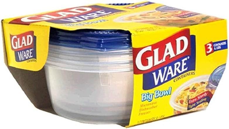 GladWare Big Bowl Containers with Lids, Round Size, 6 Cups 3 containers - Product Image