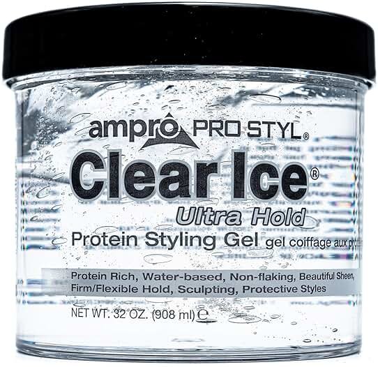 AmPro Pro Styl Clear Ice Styling Gel - Protects and Strengthens Your Strands - Non-Flaking, Alcohol Free, Vegan Formula - Flexible, Touchable Hold for All Hair Types - 32 oz - Product Image