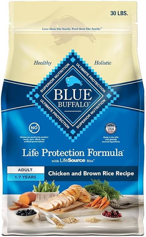Blue Buffalo Life Protection Formula Chicken & Brown Rice Adult Dry Dog Food, Supports Immunity with Antioxidant-Rich LifeSource Bits, Promotes Healthy Muscle Development, Skin & Coat Health, 30 lbs. - Product Image