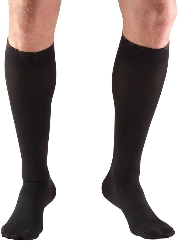 Truform 20-30 mmHg Compression Stockings for Men and Women Knee High Length Closed Toe, Black, Large - Product Image