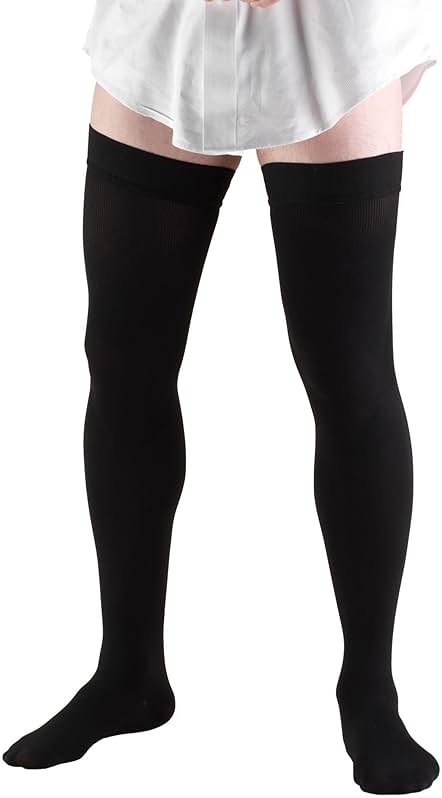 Truform Compression Socks, 20-30 mmHg, Men's Dress Socks, Thigh High Over Knee Length, Black, X-Large - Product Image