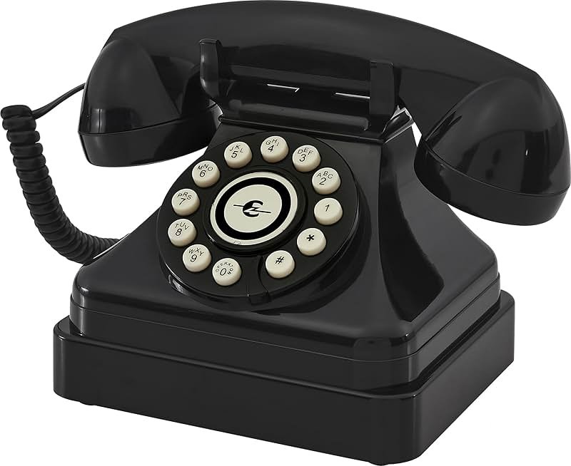 Crosley CR62-BK Kettle Classic Corded Desk Phone - Landline for Home with Retro Rotary Style, Black - Product Image