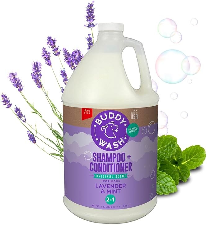 Buddy Wash 2-in-1 Dog Shampoo and Conditioner for Dog Grooming, Lavender & Mint, 1 gal. Bottle - Product Image