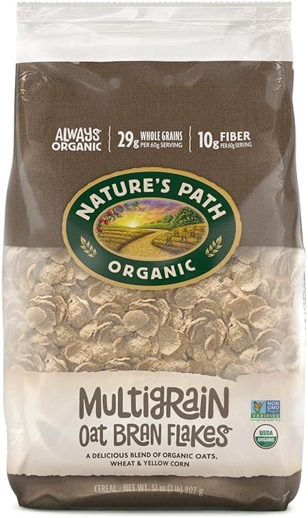 Nature's Path Organic Multigrain Oat Bran Flakes Cereal, 32 oz (Pack of 6), Non-GMO, Earth Friendly Packaging - Product Image