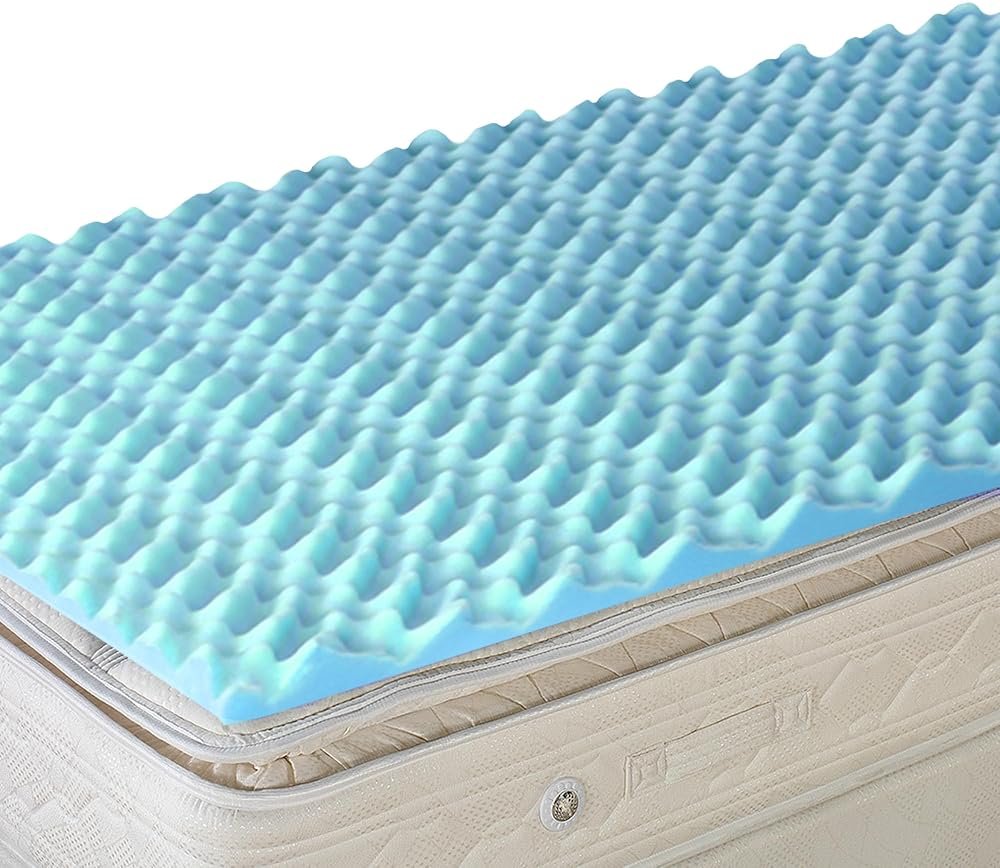 DMI 2-Inch Foam Mattress Topper, Egg Crate Foam Pad for Support, Air Circulation, Pressure Relief & Weight Distribution, Twin Size 33 x 72, Blue - Product Image