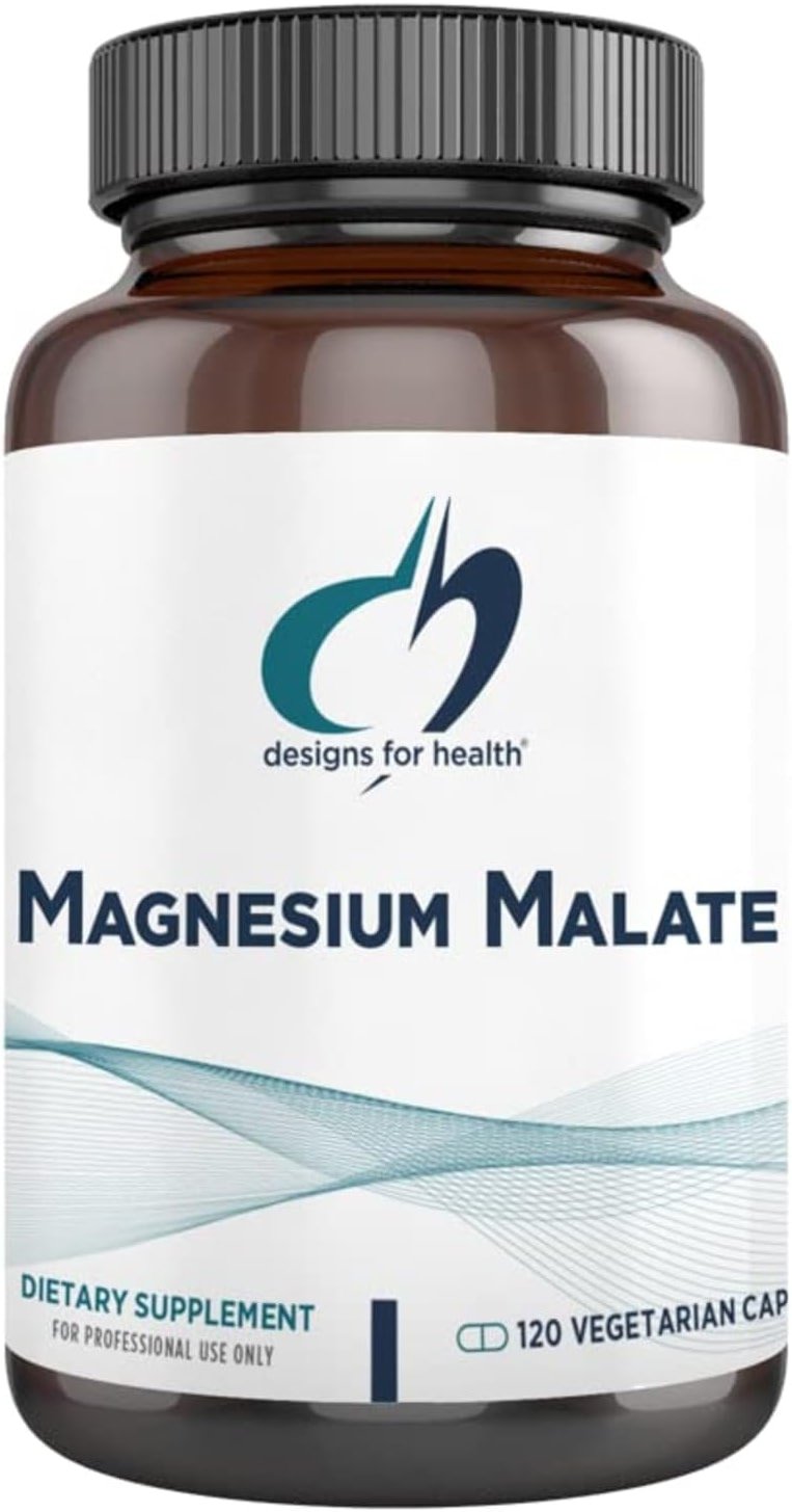 Designs for Health Magnesium Malate - Chelated Magnesium as Di Magnesium Malate - Highly Bioavailable Form to Support Energy, Bone Health + Muscle Recovery (120 Magnesium Malate Capsules) - Product Image