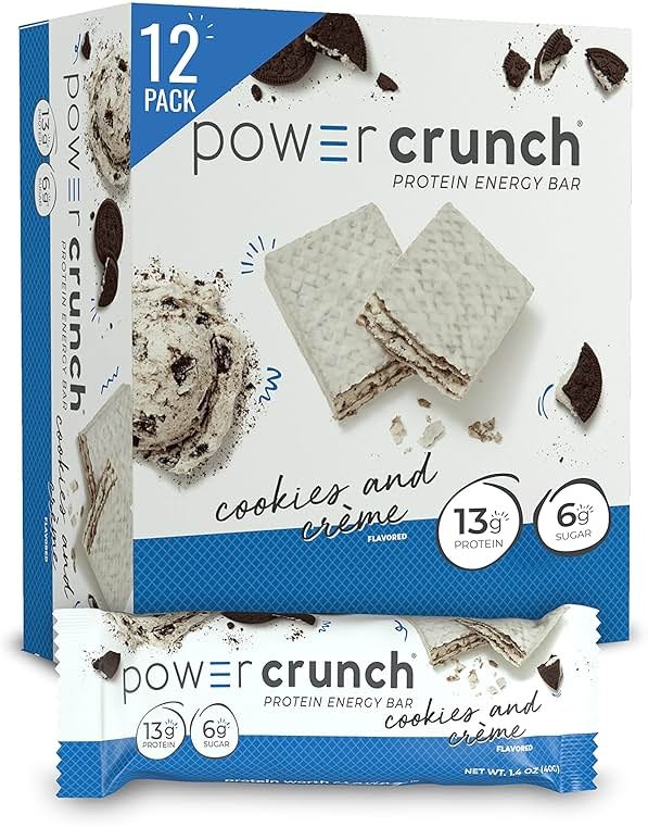 Power Crunch Whey Protein Bars, High Protein Snacks with Delicious Taste, Cookies and Cream, 1.4 Ounce (12 Count) - Product Image