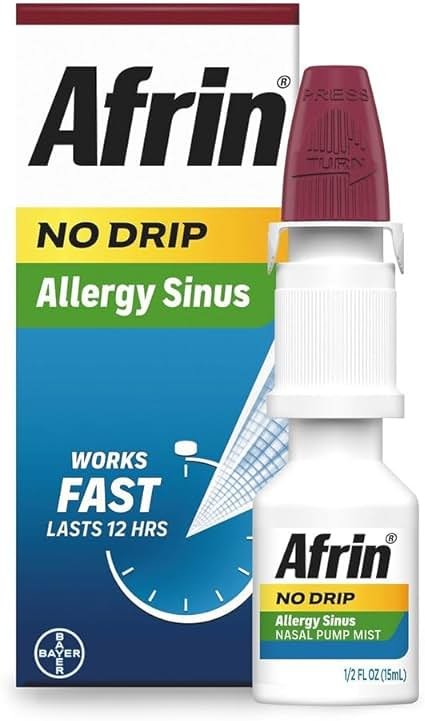 Afrin No Drip Allergy Sinus Nasal Spray - Fast and Powerful Nasal Decongestion From Allergies, 15mL - Product Image