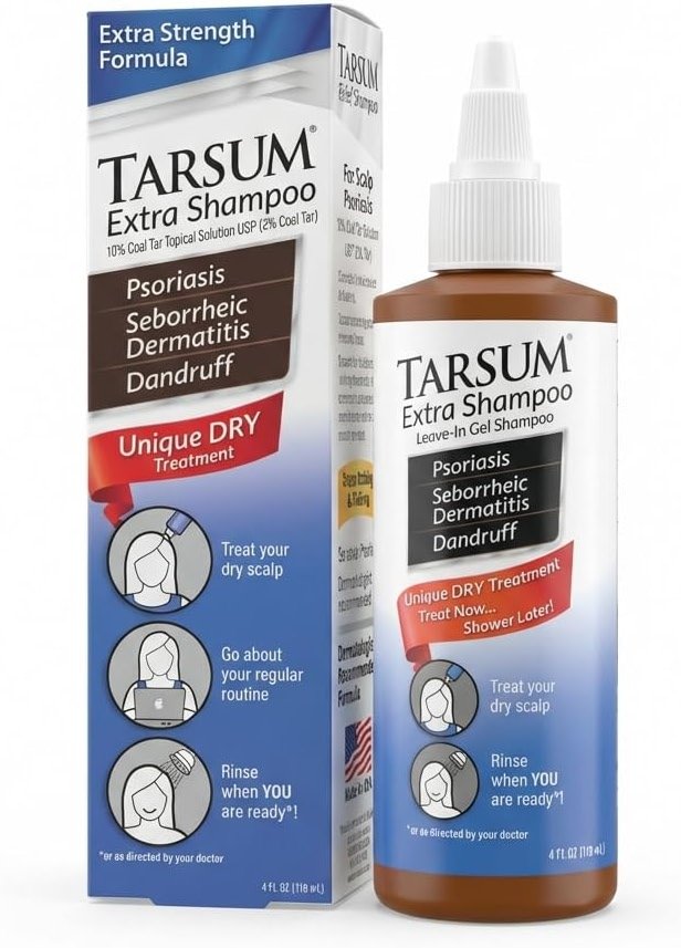 Tarsum Extra Strength Psoriasis Shampoo - Coal Tar Shampoo and Conditioner for Scalp Psoriasis, Seborrheic Dermatitis, Severe Dandruff, & Eczema - Exfoliating Relief for Flaky, & Itchy Scalp (4 oz) - Product Image