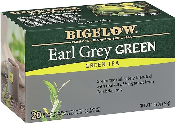 Bigelow Tea Earl Grey Green Tea, Caffeinated Tea, 20 Count Box (Pack of 6, 120 Total Tea Bags - Product Image