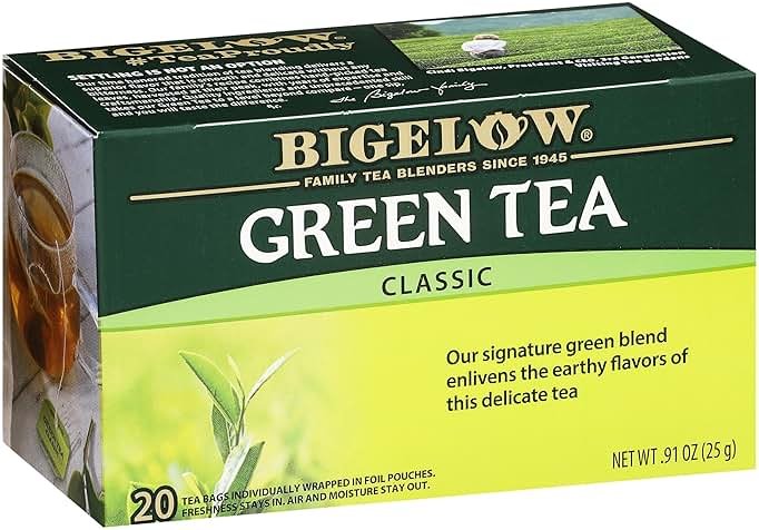 Bigelow Tea Classic Green Tea, Caffeinated Tea, 20 Count Box (Pack of 6), 120 Total Tea Bags - Product Image