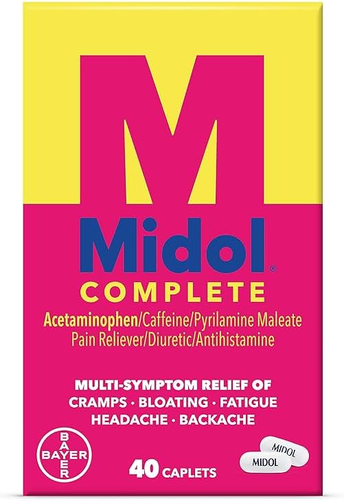 Midol Complete Menstrual Pain Relief Caplets, 40 Count - Provides Cramp, Headache, and Bloating Relief - Product Image