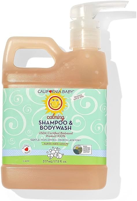 California Baby Calming Baby Shampoo + Baby Wash | 100% Plant-Based | Lavender Body Wash For Sensitive Skin | Hypoallergenic | 517 mL / 17.5 oz. - Product Image