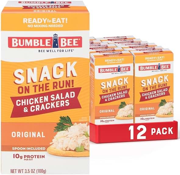 Bumble Bee Snack On The Run! Protein Snack Pack - Original Chicken Salad with Crackers - 10g Protein per Box - Ready to Eat Easy-Open Canned Chicken Salad (Pack of 12) - Product Image