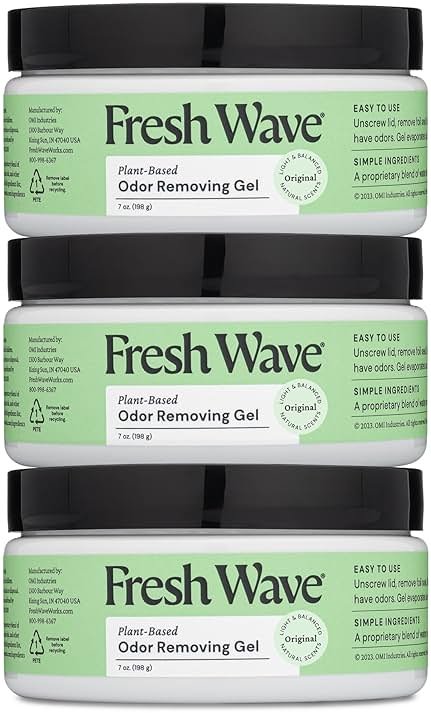 Fresh Wave Odor Removing Gel, 7 oz., Pack of 3 - Odor Absorbers for Home, Safer Odor Relief, Natural Plant-Based Odor Eliminator, Every 7 oz. lasts 15-30 Days, For Cooking, Trash & Pets - Product Image