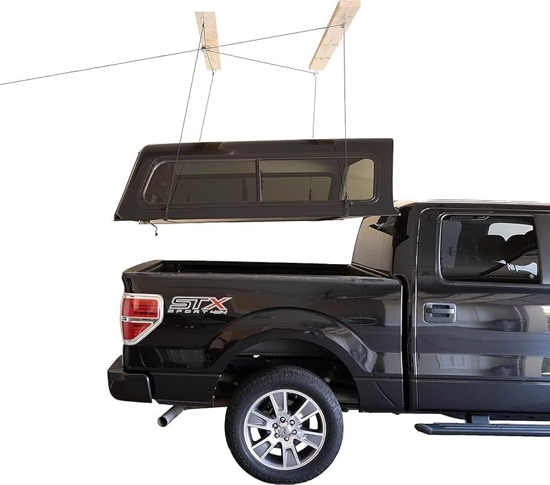 HARKEN - Truck Cap Overhead Garage Storage Hoist, Self-Leveling, Safe Anti-Drop System, Easy One-Person Operation, Smart Garage Organization - 7806 - Product Image