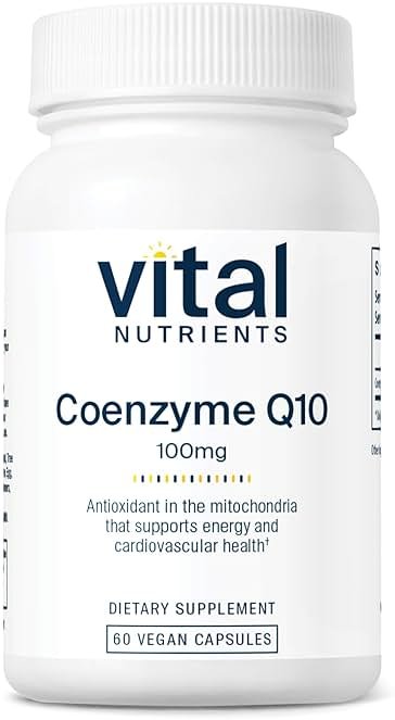 Vital Nutrients CoQ10 100mg - Vegan Supplement - CoEnzyme Q10 from Ubiquinone - Potent Antioxidant to Support Heart Health and Energy Levels* - Gluten, Dairy and Soy Free - Non-GMO - 60 Capsules - Product Image