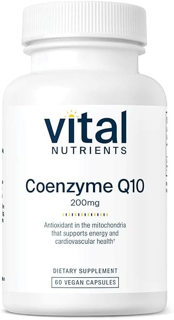 Vital Nutrients CoQ10 200mg - Vegan Supplement - Potent Antioxidant of CoEnzyme Q10 to Support Heart Health and Energy Levels* - Gluten, Dairy and Soy Free - Non-GMO - 60 Capsules - Product Image