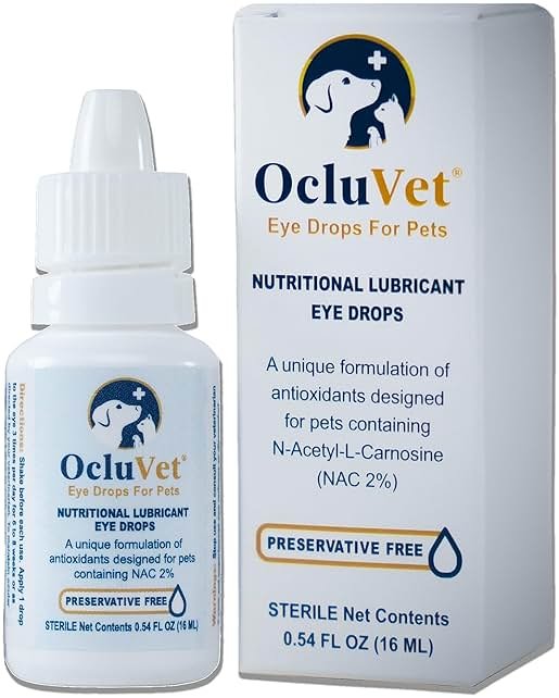 OcluVet Eye Drops for Pets | Clinically Studied Antioxidants for Pets | Made in the USA | Includes 2% N-Acetyl-L-Carnosine (NAC) | 16mL - Product Image