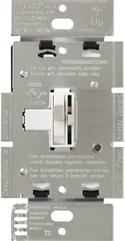Lutron Toggler 1000-Watt 3-Way Incandescent Dimmer Switch, AY-103P-WH, White - Product Image