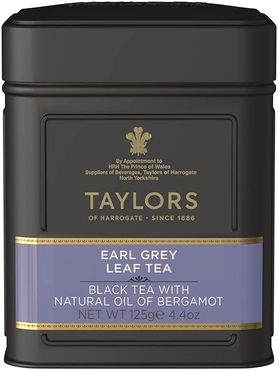 Taylors of Harrogate Earl Grey, Loose Leaf, 4.41 Ounce Tin Caddy (Pack of 1), Fragrant, Delicate & Light, Caffeinated, Premium Whole Leaf Tea - Product Image