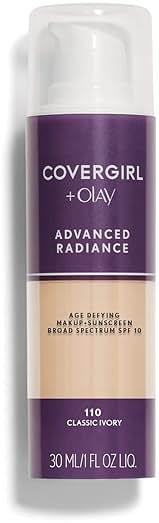 COVERGIRL Advanced Radiance Age-Defying Liquid Foundation Makeup | Anti-Aging, Age-Defying Formula, Buildable Coverage (Packaging May Vary) | 110 Classic Ivory | 1 fl oz (Pack of 1) - Product Image