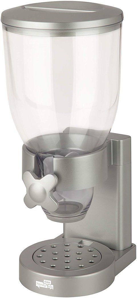 Honey-Can-Do Zevro Indispensable Single Dry Food Dispenser – Countertop Cereal Dispenser with Portion Control, 17.5 oz Capacity, Airtight BPA-Free Food Storage, Silver - Product Image