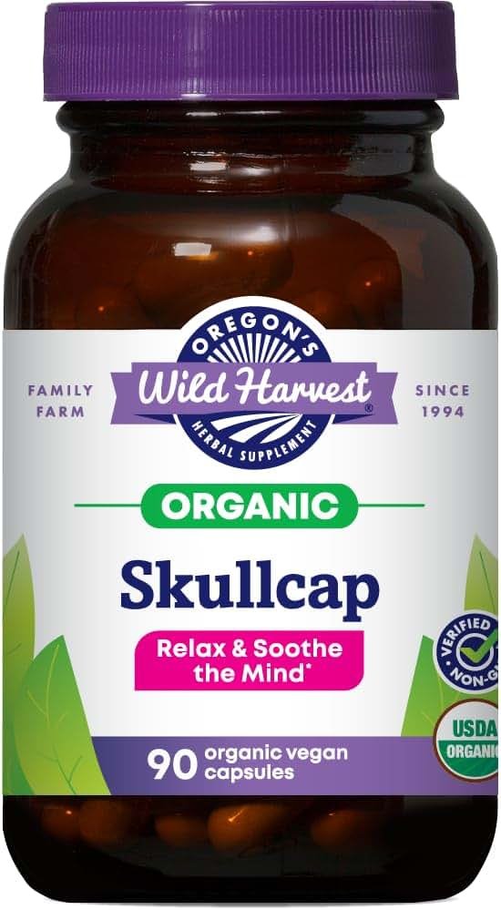Oregon's Wild Harvest Organic Skullcap Vegan Capsules | Traditional Herbal Supplement, 90 Count - Product Image