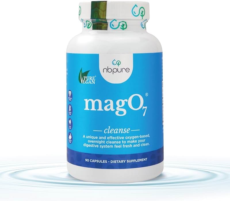 nbpure MagO7 - Natural Colon Cleanse & Detox | Occasional Constipation Relief, Stool Softening, & Bloating Support for Men & Women | Ozonated Magnesium Oxide, 90 Capsules - Product Image