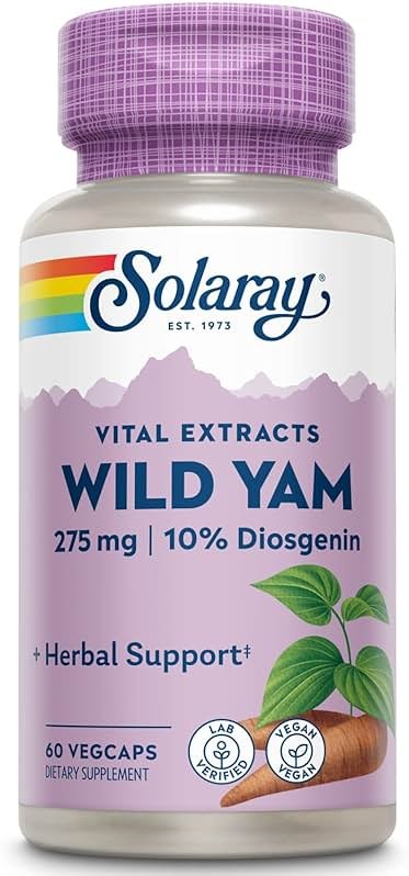 SOLARAY Guaranteed Potency Wild Yam Root Extract Root Extract, Veg Cap (Btl-Plastic) 275mg | 60ct - Product Image