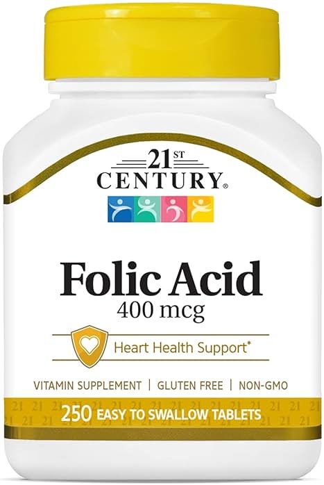 21st Century Folic Acid 400 mcg Tablets, 250 Count - Product Image