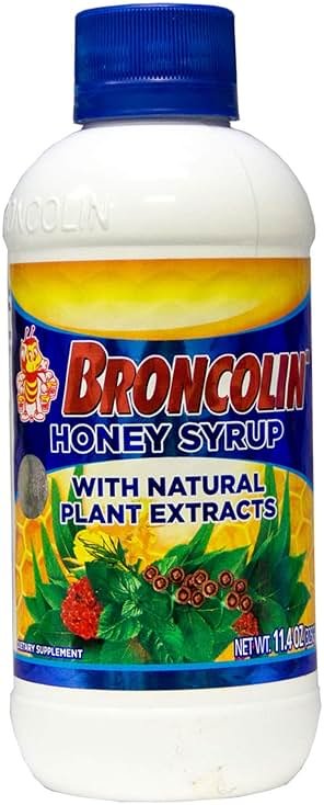 Broncolin Honey Syrup with Natural Plant Extracts,Soothing Honey Flavor, 11.4 oz Bottle - Product Image