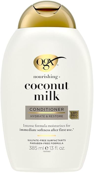 OGX Nourishing + Coconut Milk Conditioner, Hydrating & Restoring Conditioner Moisturizes for Soft Hair After the First Use, Parabens-Free, Sulfate-Free Surfactants, 13 fl. Oz - Product Image