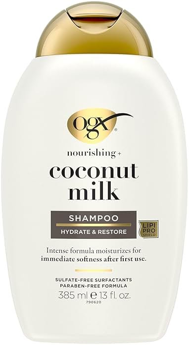 OGX Nourishing + Coconut Milk Moisturizing Shampoo, Hydrating & Restoring Shampoo Moisturizes for Soft Hair After the First Use, Paraben-Free, Sulfate-Free Surfactants, 13 fl. oz - Product Image