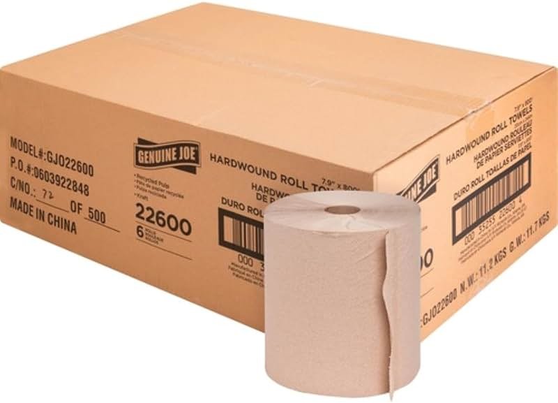 Genuine Joe GJO22600 Embossed Hardwound Roll Towels (Pack of 6) - Product Image